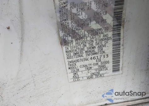 2006 Nissan Frontier Se from USA, damaged, VIN 1N6AD07U36C461733